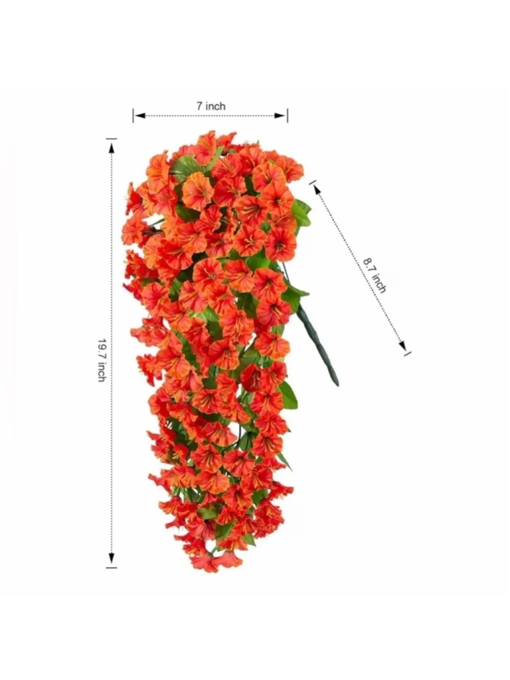 NEW 2PC Silk Faux Orange Morning Glory Hanging Floral Outdoor Trailing UV Resist